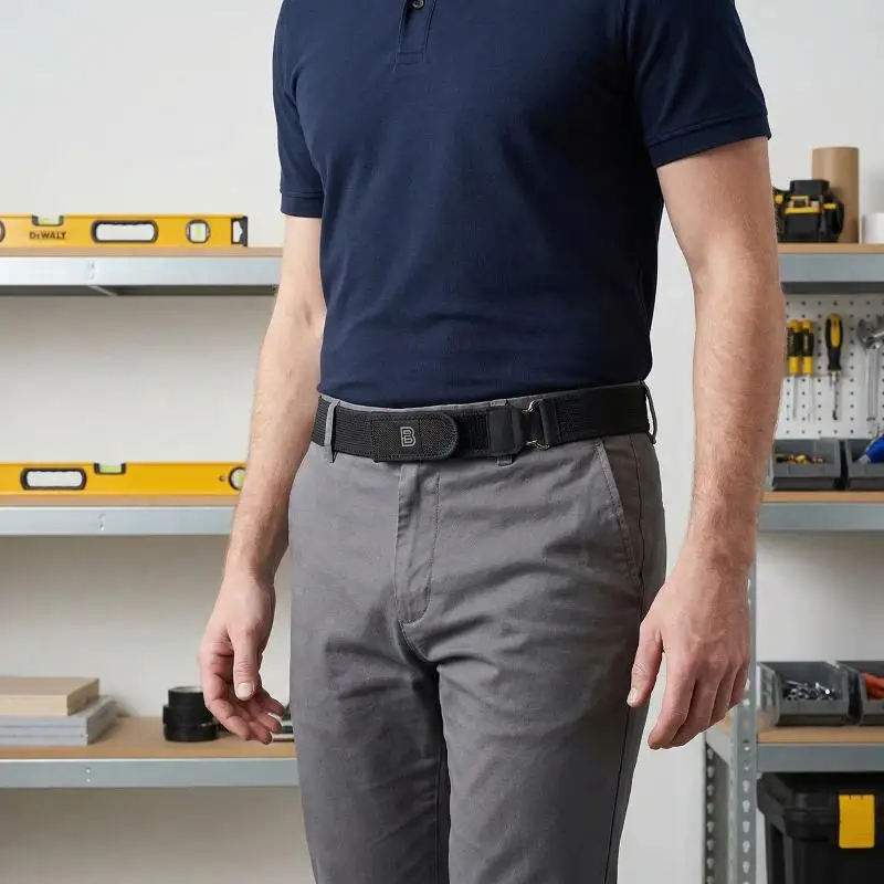 Adjustable Stretch Elastic Belt with Metal Hook for Men and Women Daily Work Uniform Waistband