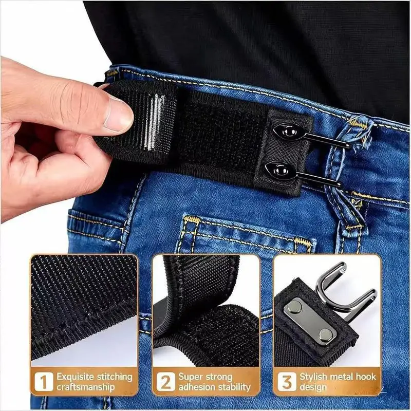 Adjustable Stretch Elastic Belt with Metal Hook for Men and Women Daily Work Uniform Waistband
