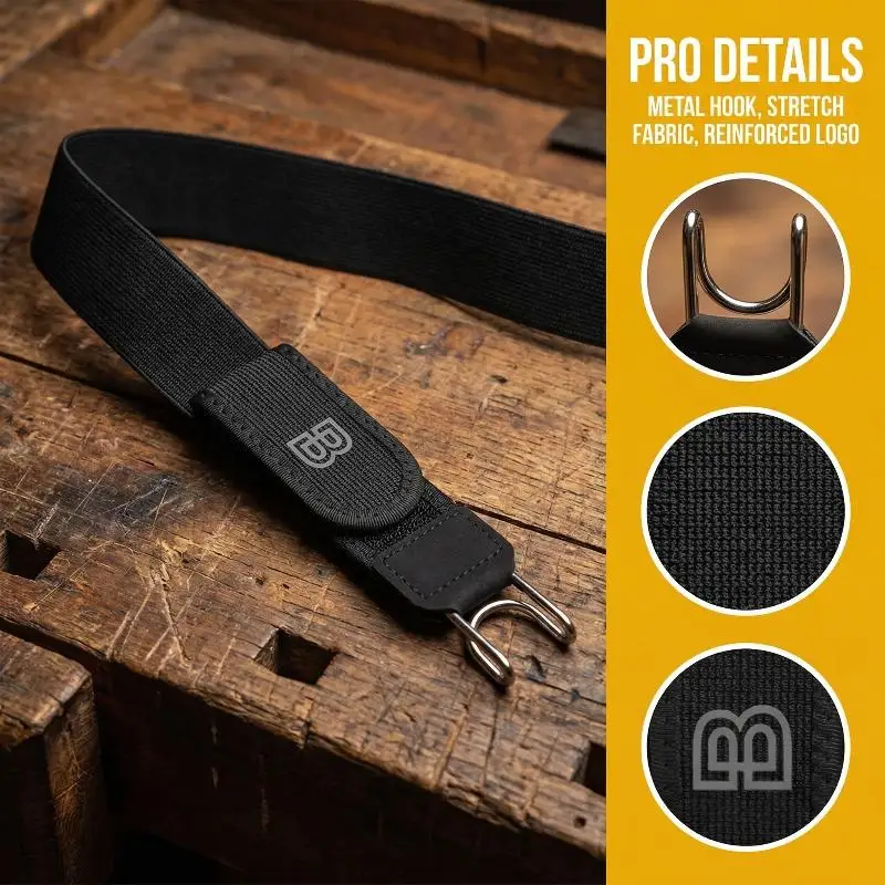 Adjustable Stretch Elastic Belt with Metal Hook for Men and Women Daily Work Uniform Waistband
